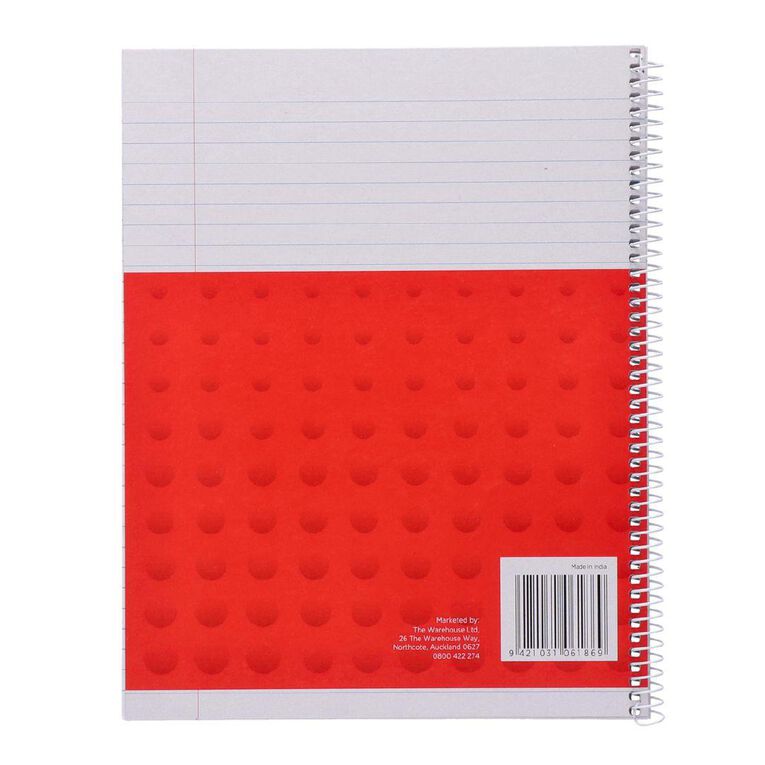 WS Exercise Book 8B4 7mm Ruled Spiral 50 Leaf Wiro Red