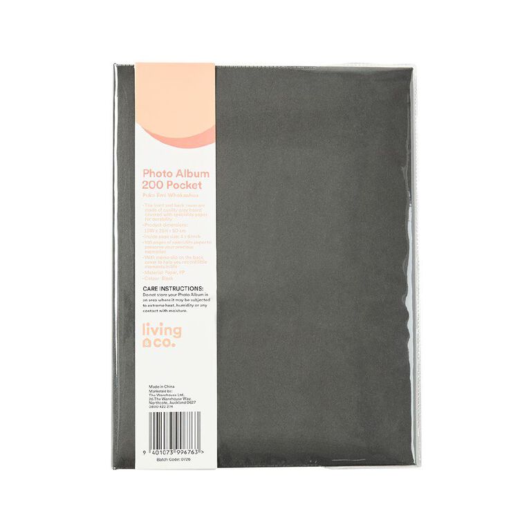Living & Co Black Page Photo Album 200 Pocket