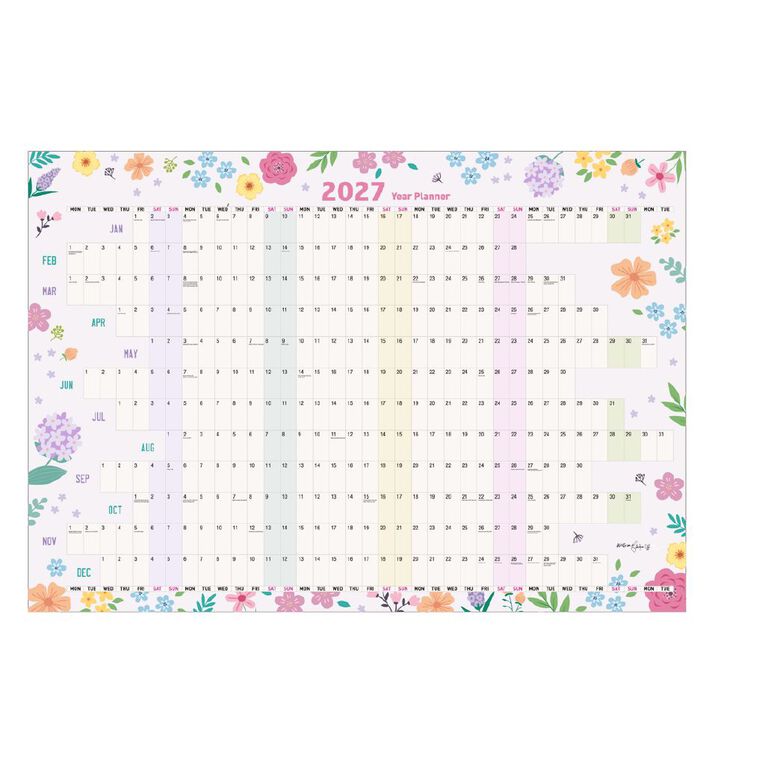 WS 2027 Wall Planner 1000x700mm Flowers