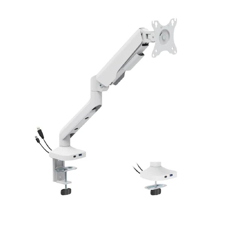 Bracom Flexprecision Gas Spring Monitor Arm With USB Ports White