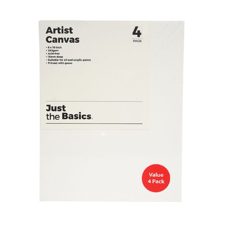 Just the Basics Canvas 8 x 10 Inch 4 Pack