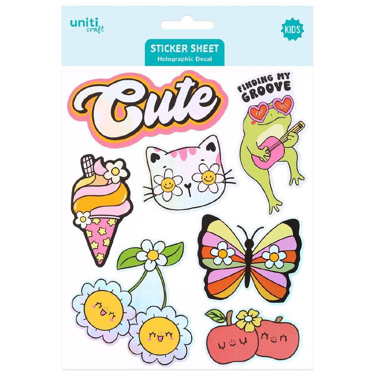 Uniti Craft Kids Holographic Decal Sticker Sheet Cute