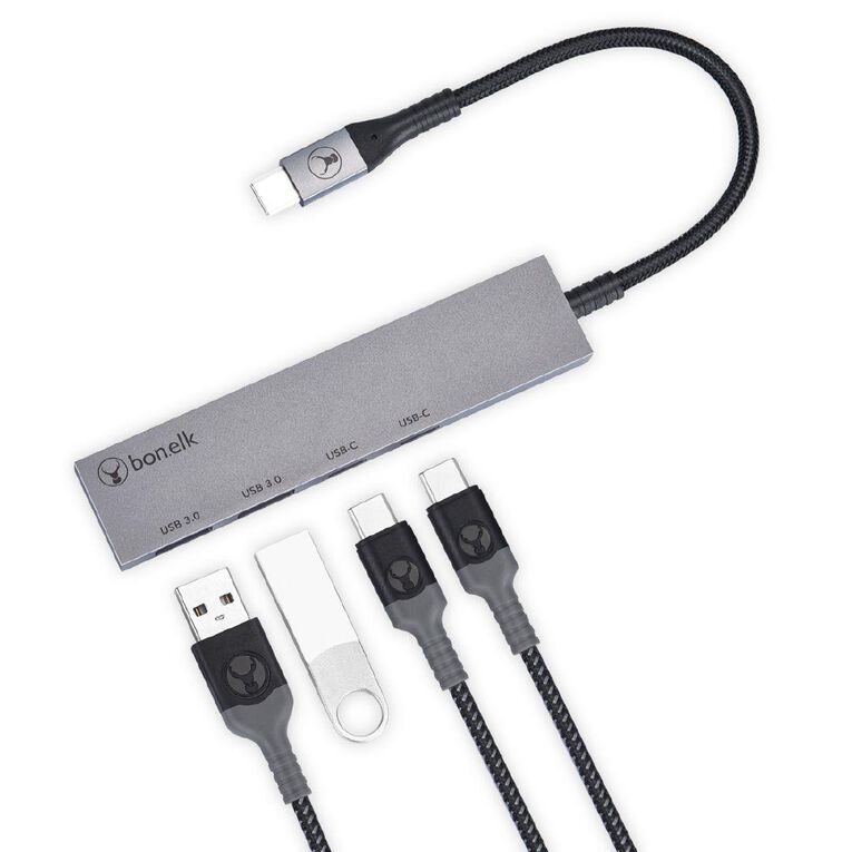 Bonelk Long Life USB C 4 in 1 Multiport Slim Hub Space Grey Grey