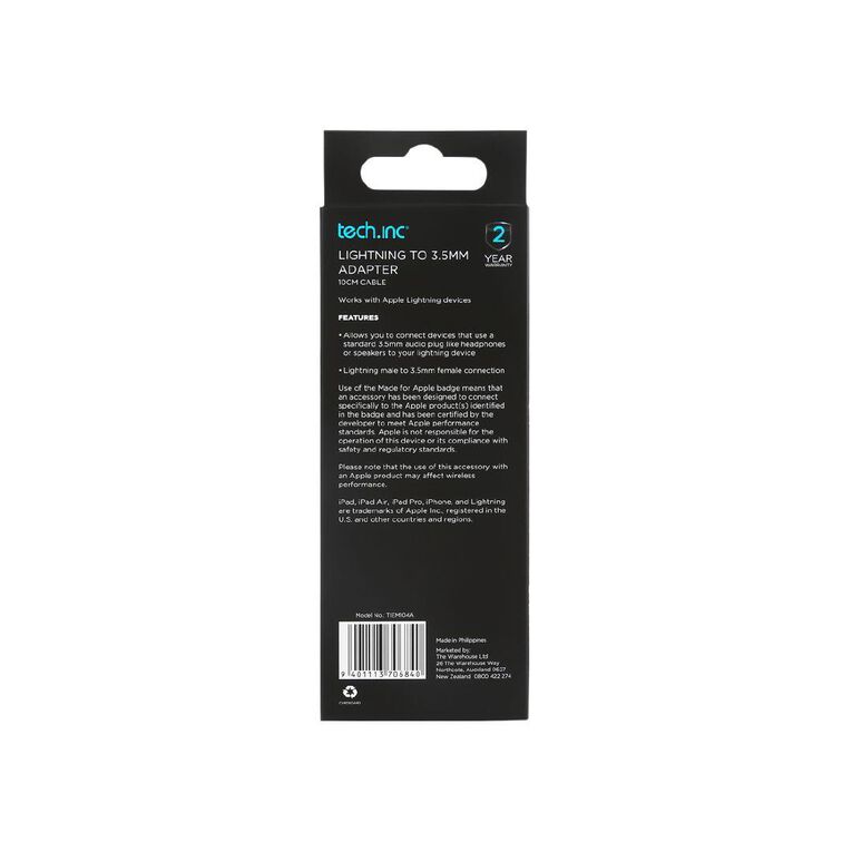 Tech.Inc Lightning To 3.5mm Adapter TIEM104A