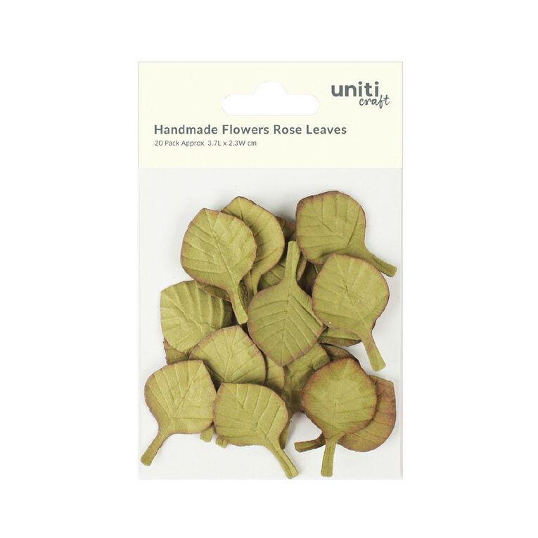 Uniti Handmade Flowers Rose Leaves Vintage Green 20 Piece