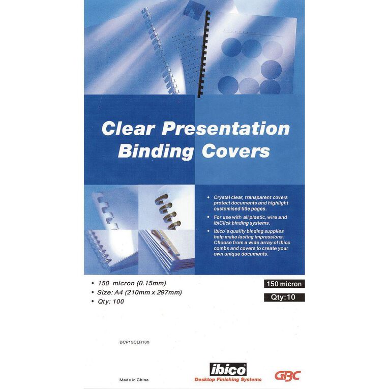Ibico Binding Cover Transparent 150 Micron 100 Pack
