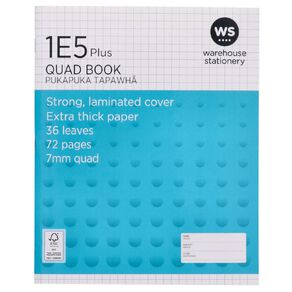WS Exercise Book 1E5 Plus 7mm Quad 36 Leaf Blue