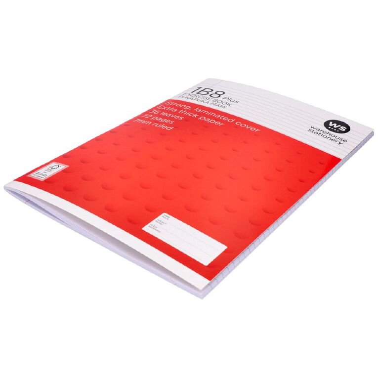WS Exercise Book 1B8 Plus 7mm Ruled 36 Leaf Red