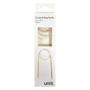 Uniti 4mm Circular Knitting Needles Bamboo 80mm