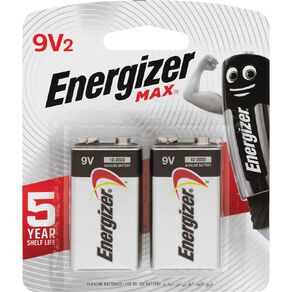 Energizer Max Alkaline Batteries 9V 2 Pack 2 Pack