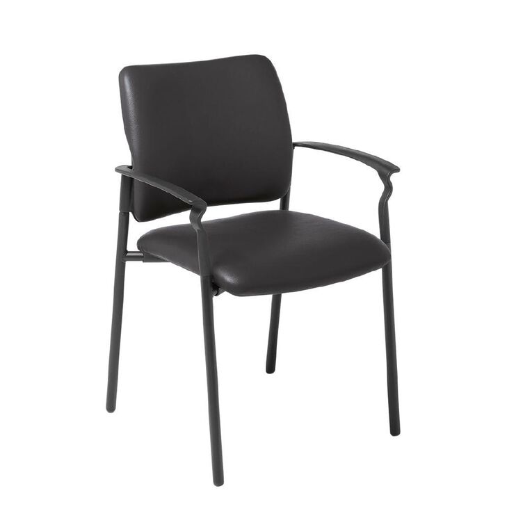 Eden Polo Chair Four leg Black Frame with Arms Black Vinyl