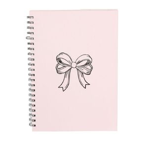 Uniti Stationery Urban Noir Pink Bow Hard Cover A4 Spiral Notebook