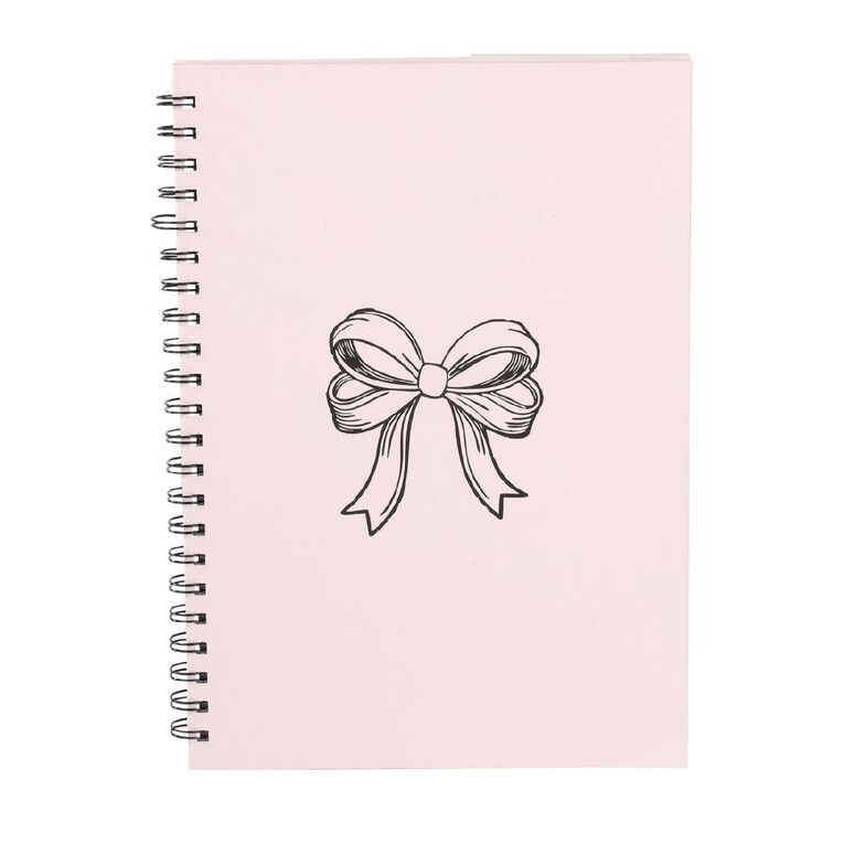 Uniti Stationery Urban Noir Pink Bow Hard Cover A4 Spiral Notebook