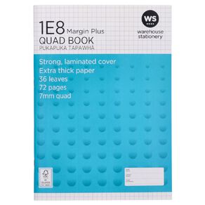 WS Exercise Book 1E8 Plus 7mm Quad 32 Leaf with Margins Blue