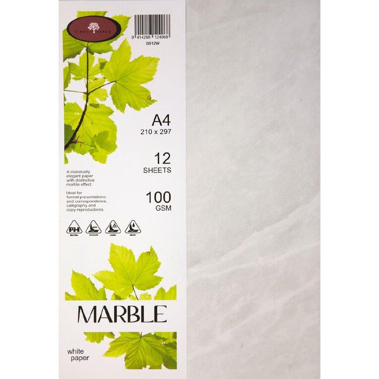 Direct Paper Marble Paper 100gsm White A4 12 Pack