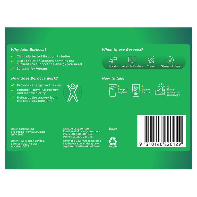 Berocca Energy Vitamin B & C Orange Flavour Effervescent Tablets 45 Pack