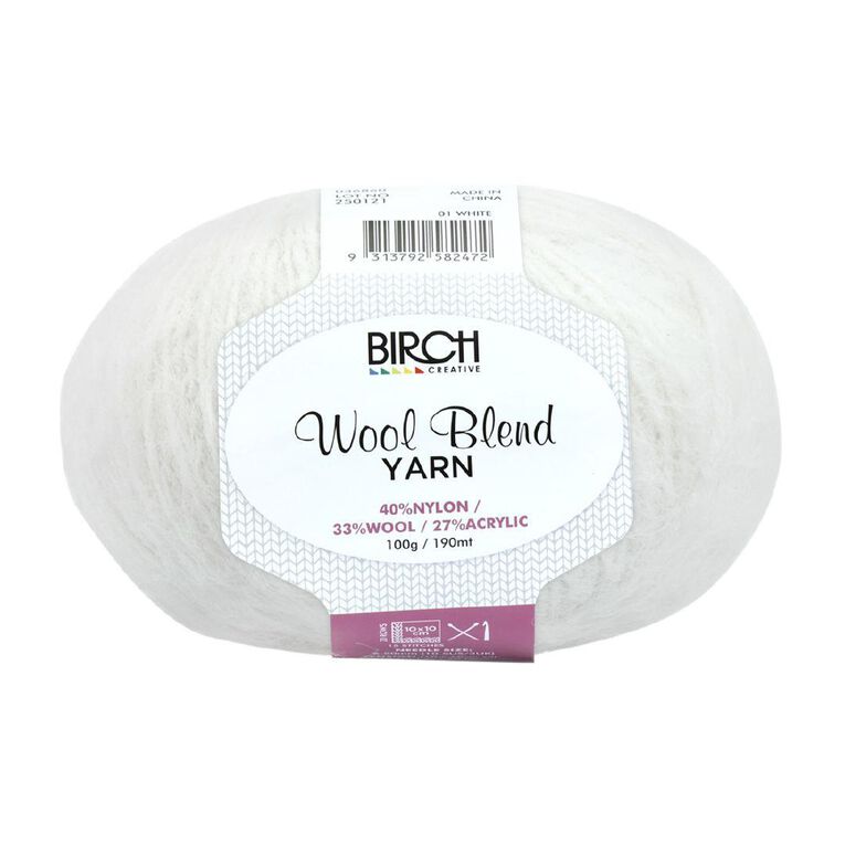 Birch Wool Blend 40% Nylon 33% Wool 27% Acrylic 100G White