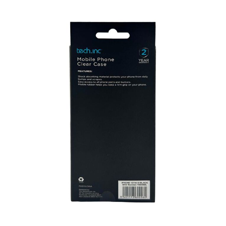 Tech.Inc Clear Phone Case For iPhone 13/14/15TI0059BL Black