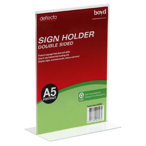Deflecto T Shaped Upright Sign Holder Portrait A5