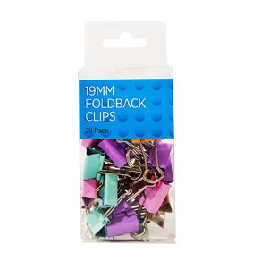 WS 19mm Foldback Clips Pastel 28 Pack Black 28 Pack