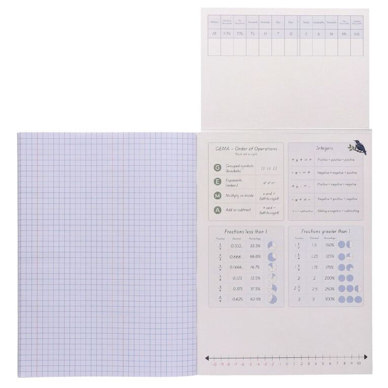 WS Maths 3 Toru 7mm Quad 32 Leaf with Margins Blue