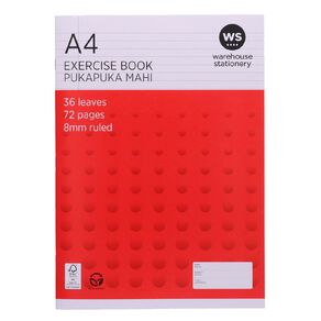 WS Exercise Book 8mm 36 Leaves Multi-Coloured A4