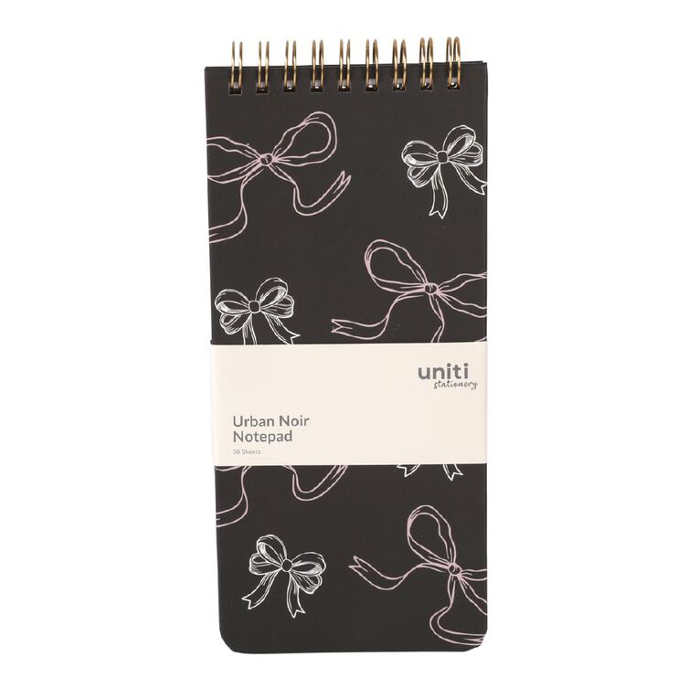 Uniti Stationery Urban Noir Bow Hard Cover Spiral Notepad