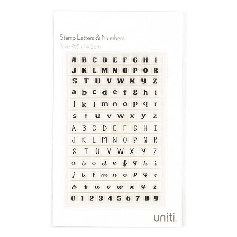 Uniti Stamp Letters and Numbers 1 Sheet Clear