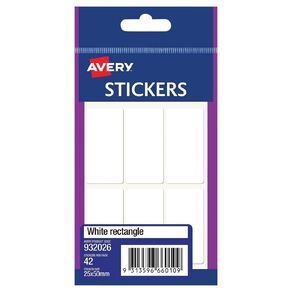 Avery Rectangle Handwritable Stickers 42 Labels White 25mm x 50mm