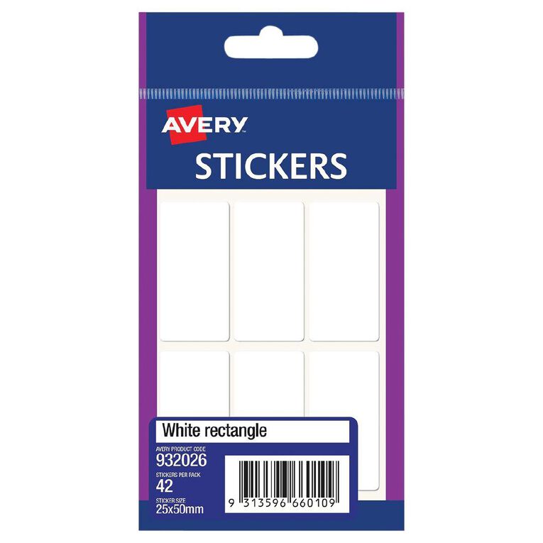 Avery Rectangle Handwritable Stickers 42 Labels White 25mm x 50mm