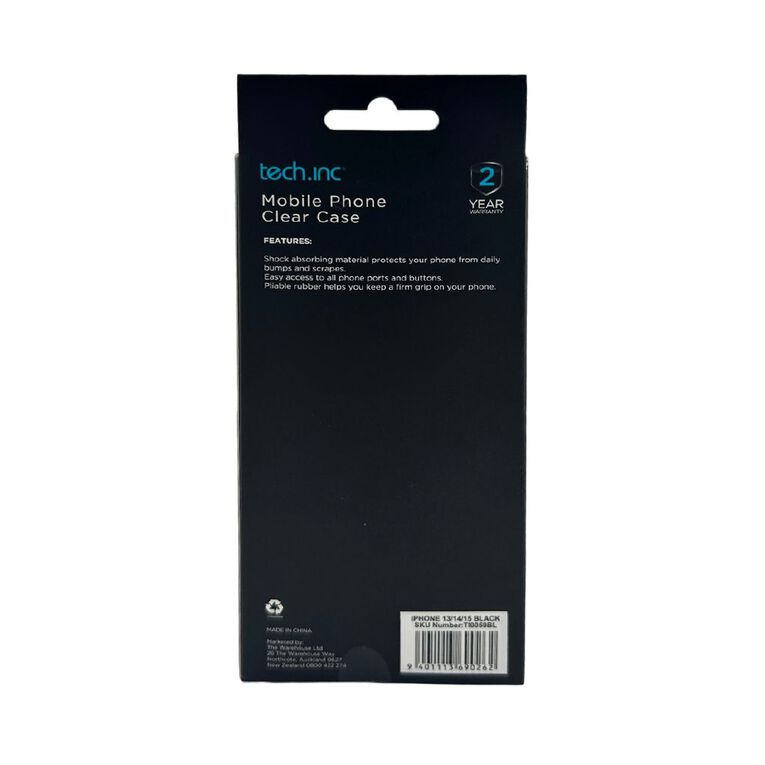 Tech.Inc Clear Phone Case For iPhone 13/14/15TI0059BL Black