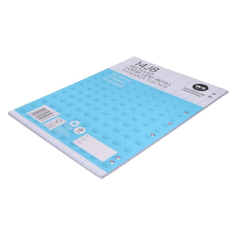 WS Pad Refill 14J8 5mm Quad 40 Leaf Punched Blue