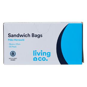 Living & Co 50% Plant-Based Sandwich Bags 30 Pack