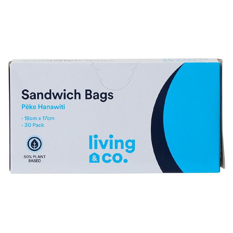 Living & Co 50% Plant-Based Sandwich Bags 30 Pack