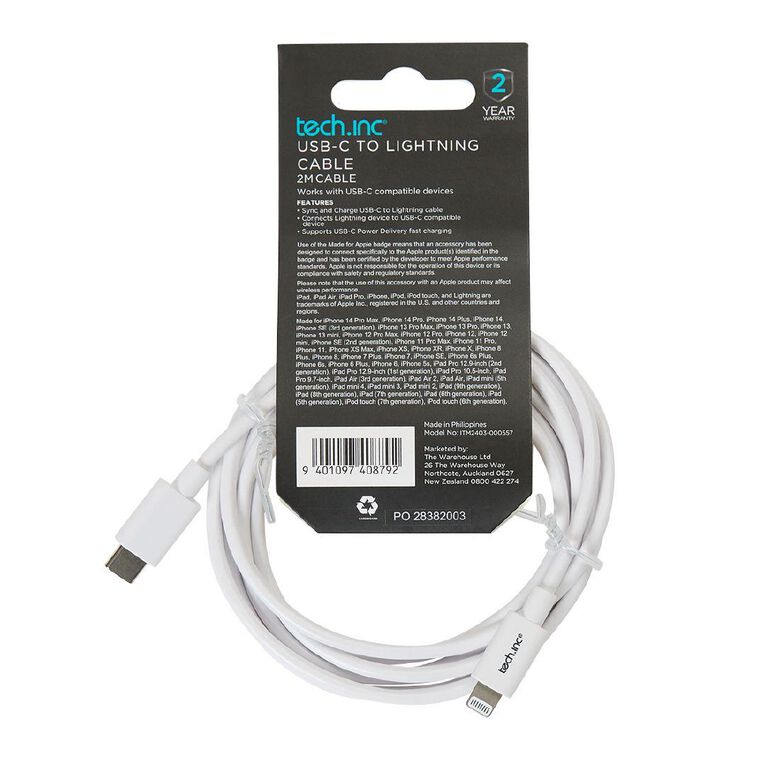Tech.Inc USB-C to Lightning 2m White