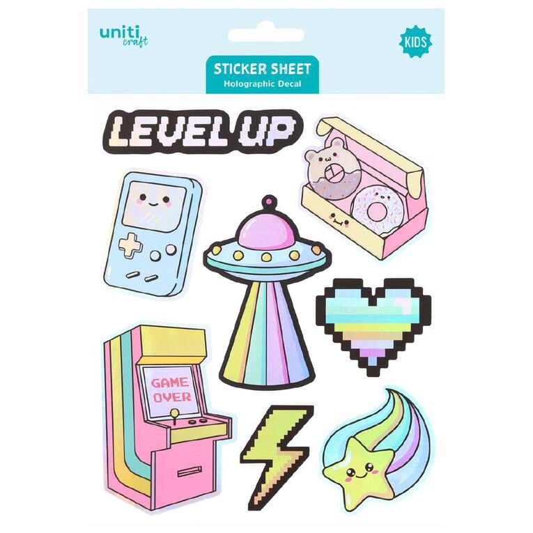 Uniti Craft Kids Holographic Decal Sticker Sheet Y2K