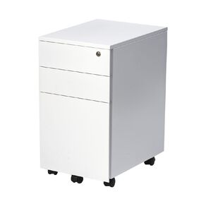 Firstline 3 Drawer Slim Metal Mobile White