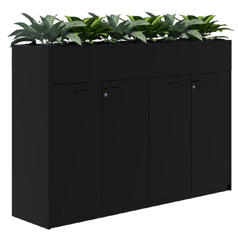 Rapid H Door STO Planter with Plants 1200 x 1800 Lockable Black