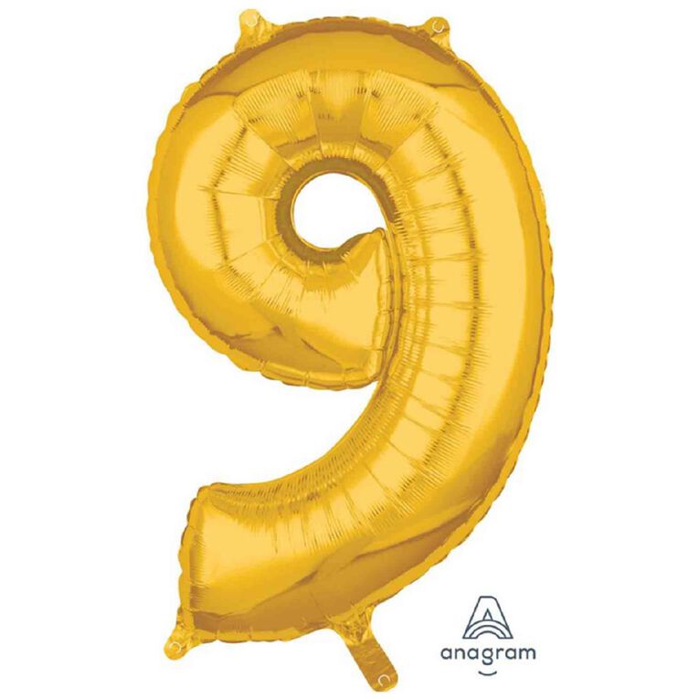 Anagram Mid-Size Shape Gold Number 9 Balloon