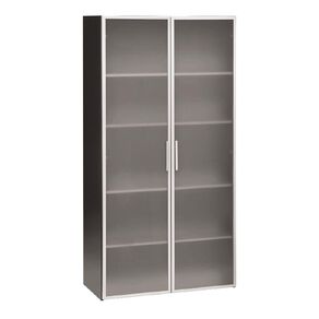 Jasper J Emerge Glass Doors Storage Cupboard 1800 White/Ironstone