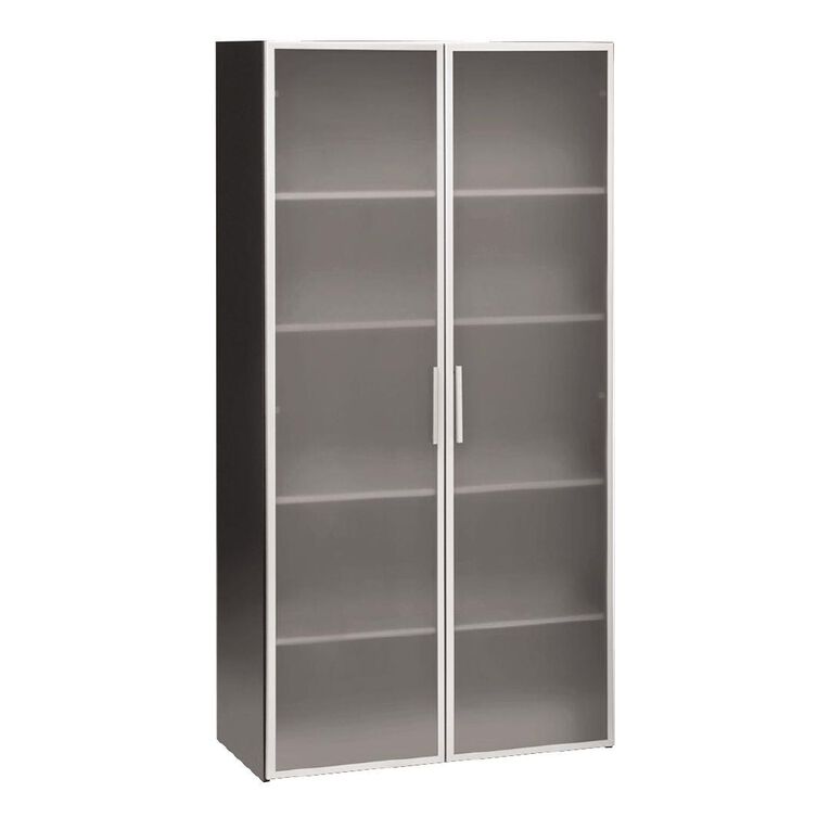 Jasper J Emerge Glass Doors Storage Cupboard 1800 White/Ironstone