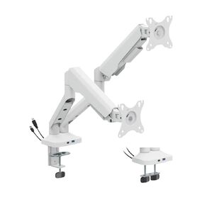 Bracom Flexprecision Gas Spring Dual Monitor Arm 17in - 35in USB White