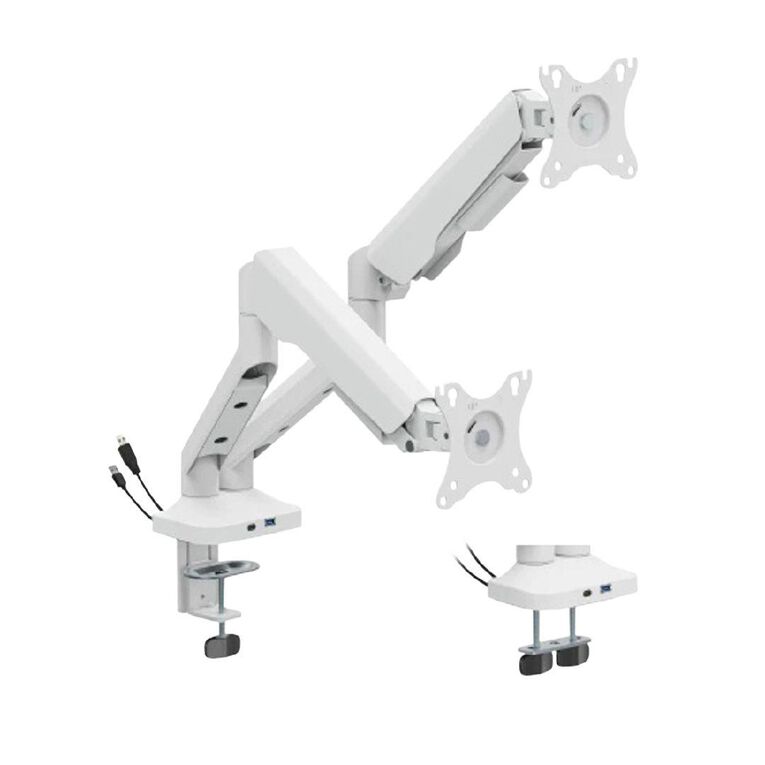 Bracom Flexprecision Gas Spring Dual Monitor Arm 17in - 35in USB White