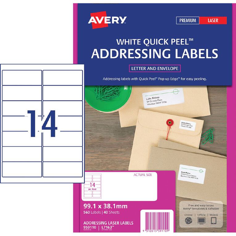 Avery Quick Peel 560 Address Labels White