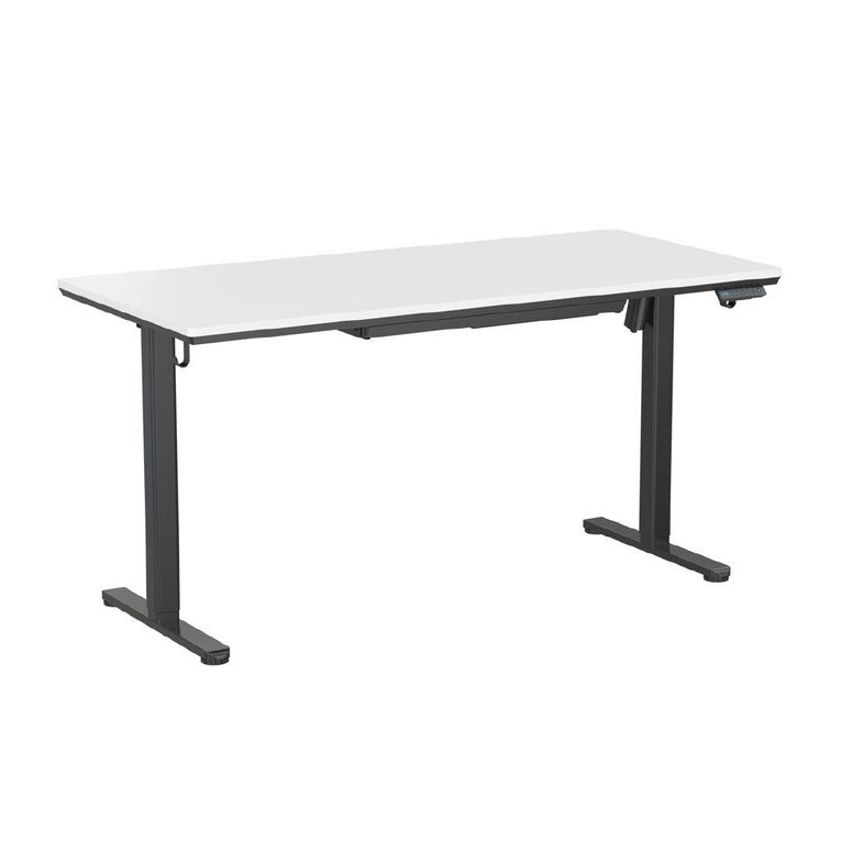 Workspace Height Adjustable Desk 1500W with Drawer White