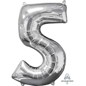 Anagram Mid-Size Shape Silver Number 5 Balloon