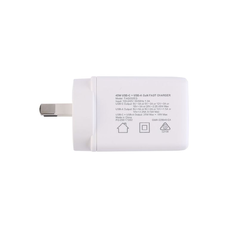 Tech.Inc 45W USB-C + USB-A GaN Fast Charger