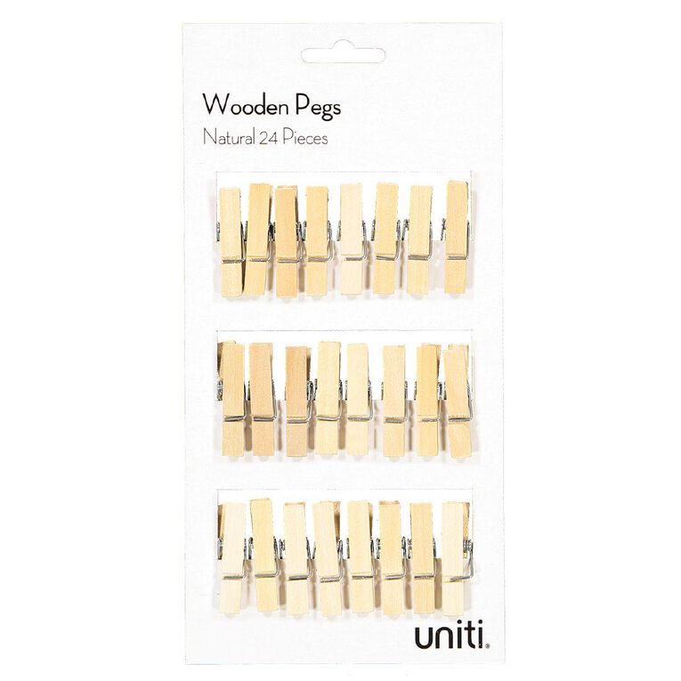 Uniti Wooden Pegs Natural 24 Pack