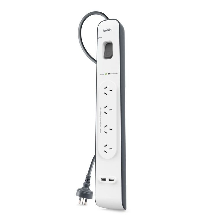 Belkin 4 Way Surge Protector With Dual 2.4A USB Ports & Cord White