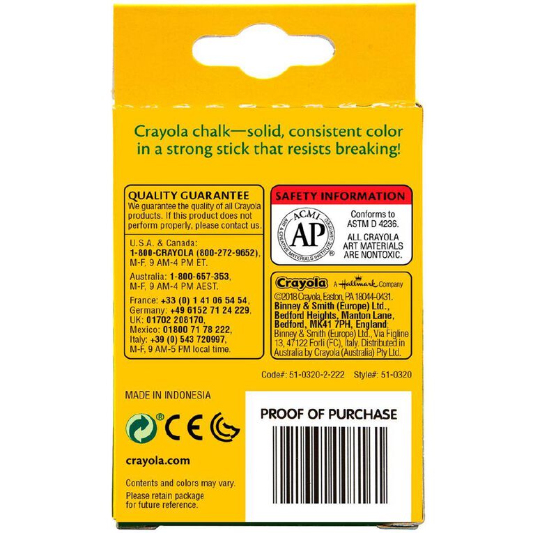 Crayola Chalk 12 Pieces White